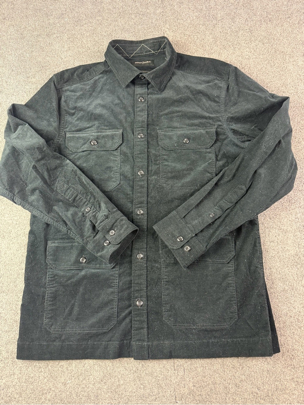 Banana Republic Standard Fit Mens Cotton Blend Corduroy Shacket Size M Black